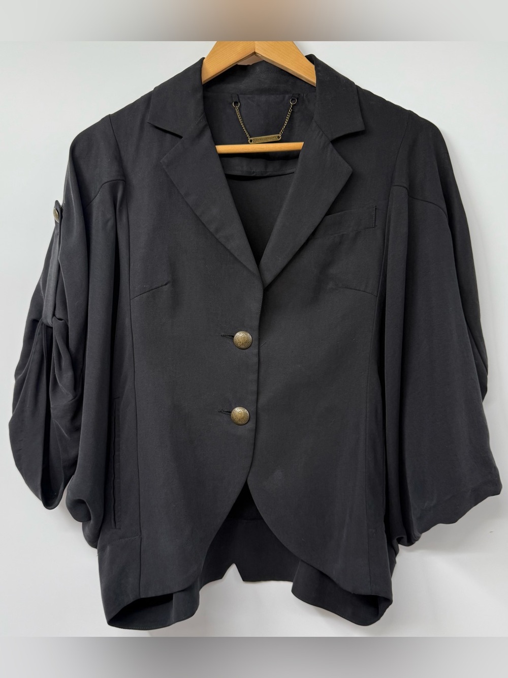 Trina Turk Tencel 2 Button Jacket Blazer Relaxed Oversized Swing Lightweight